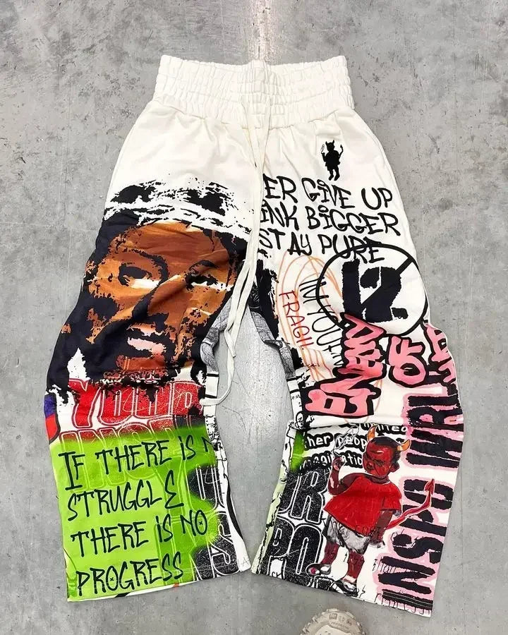 y2k retro camo graphic baggy pants gothic hip hop streetwear sweatpants casual pants womens mens elastic waist jogging trousers unique joggers style 1554