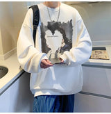 Mens Oversized Love No Watting Letter Graphic Sweatshirts 2025 Korean