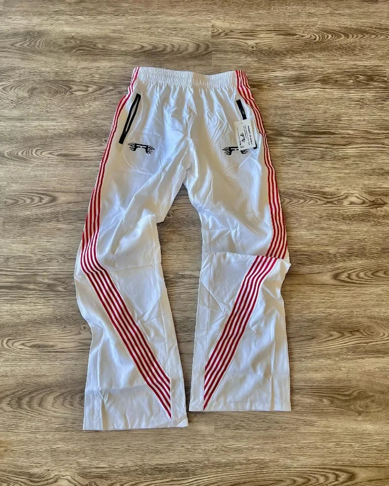 american retro trend striped stretch waist women nine point pants y2k harajuku fashion loose casual couple sports wide leg pants clean everyday pants