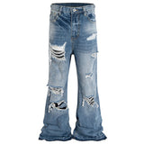 mens fashion ripped jeans blue distressed flared denim pants baggy jeans trousers male luxury designer jeans unique jeans style 5711