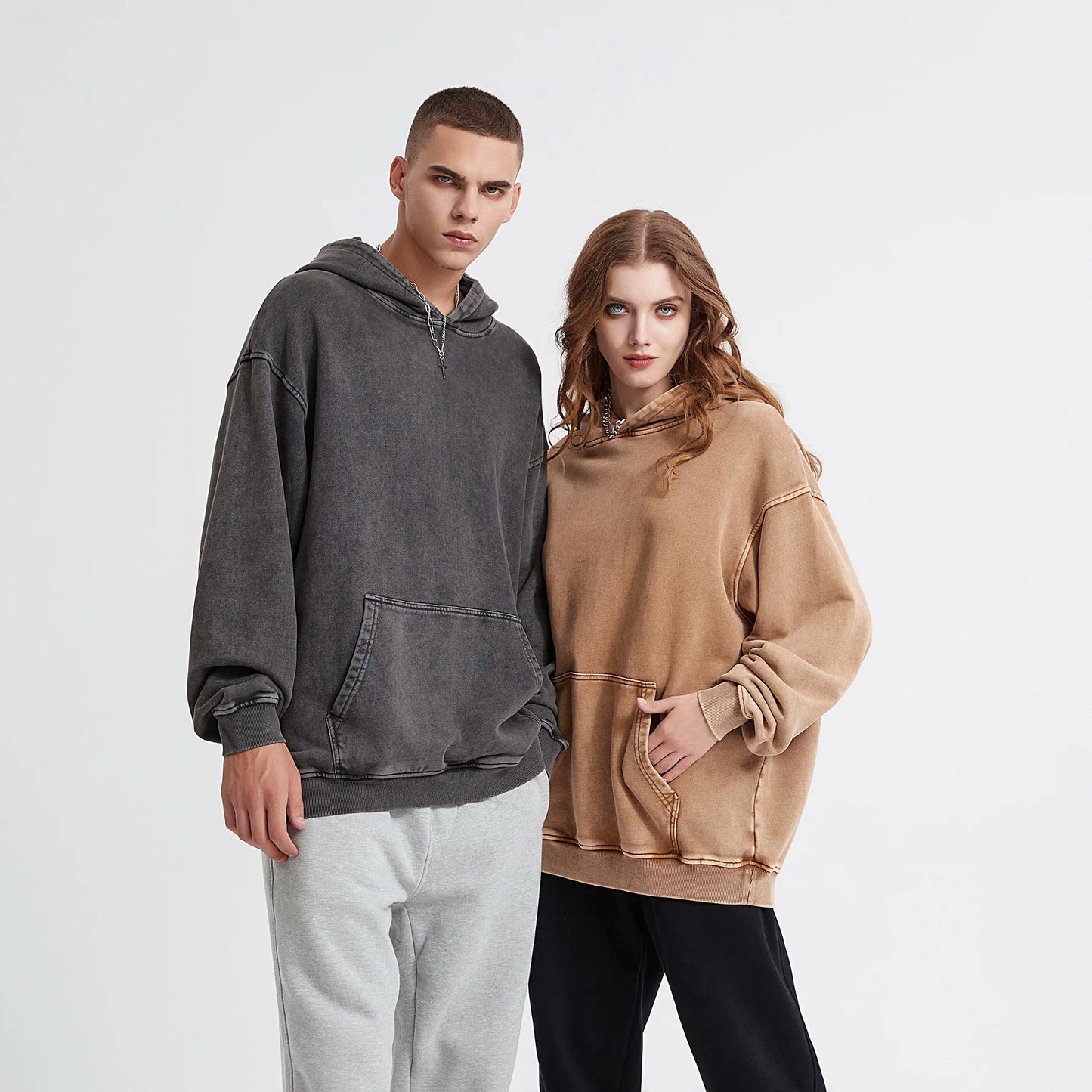 Kanye Vintage Distressed Solid Hooded Hoodie Oversize Washed Wax Dyein