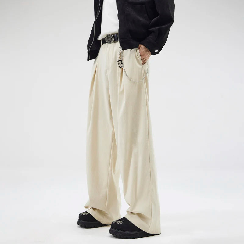 wide leg casual suit pants men japanese korean streetwear fashion loose cleanfit suit baggy pants cityboy long trousers clean everyday pants