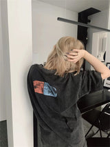 skatercore oversized shirt featuring new vintage summer anime motorcycle printing retro high street cotton t shirt tops