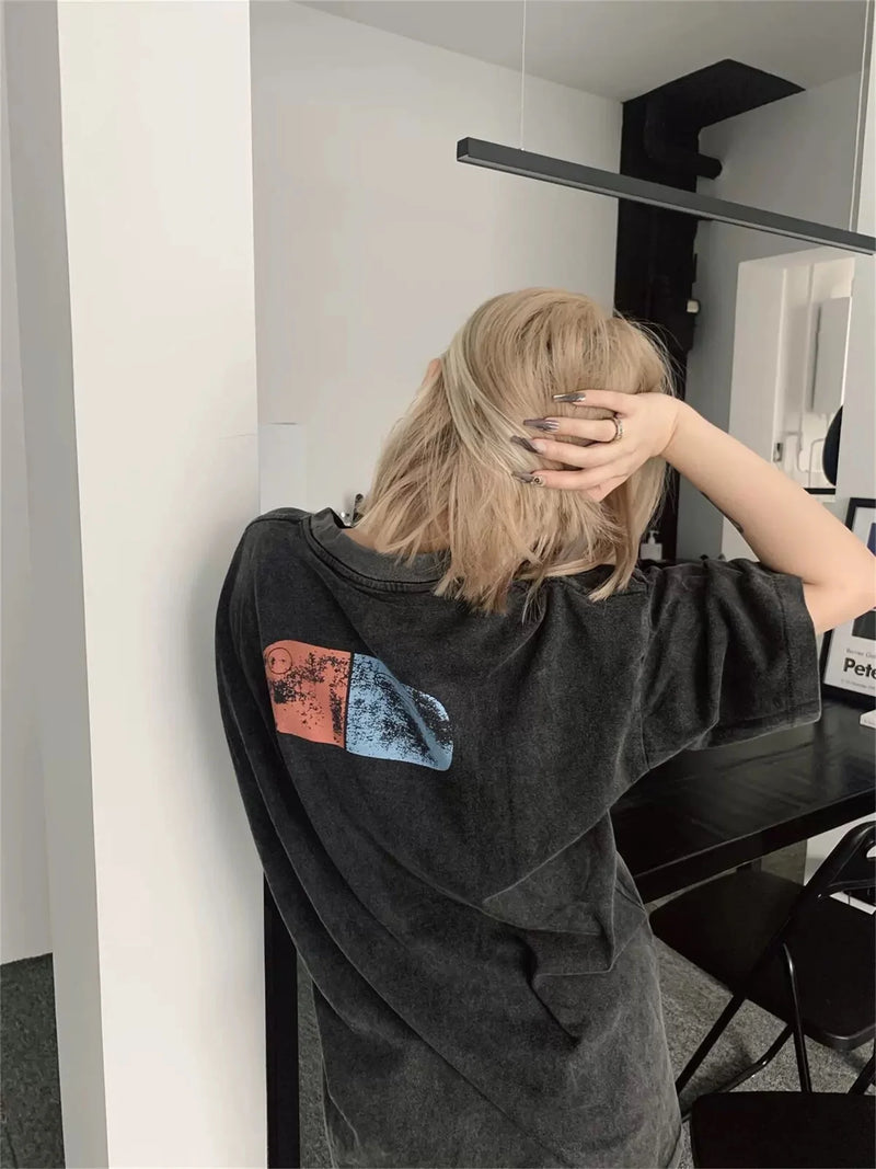skatercore oversized shirt featuring new vintage summer anime motorcycle printing retro high street cotton t shirt tops
