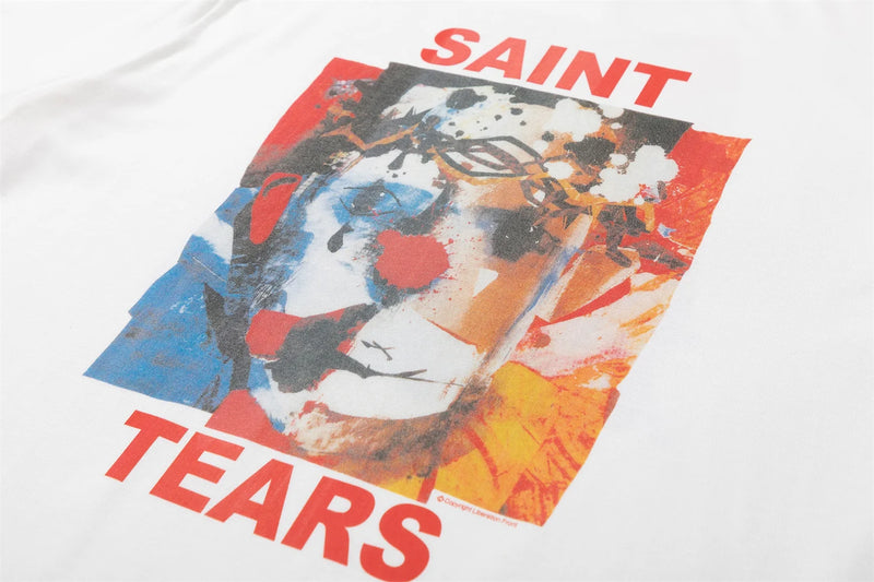 2024 Vintage 90s Joker Graffiti Print High Street Retro Casual Loose Cotton Quality T-shirt Tops Fpr Men