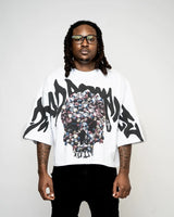 Y2k Chrome logo – Street Hip Hop Clothing Gothic Devil Pattern Print Oversized