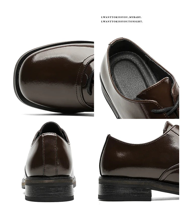 Commute Business Casual Derby Shoes Men Women Streetwear Fashion Hip Hop PU Leather Shoes Couple Shoe