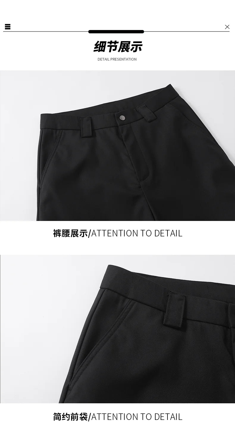 extended length edition wrinkle fashion men streetwear fashion hip hop vibe loose casual straight black suit pant trousers unique default style 1927