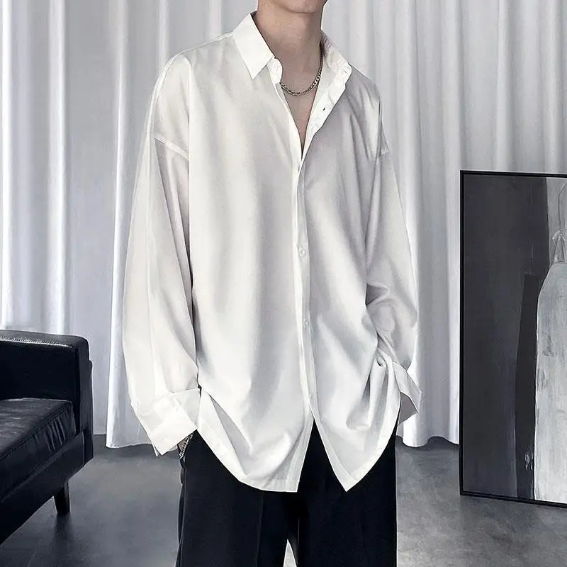 2023 Spring New Light Luxury Fashion Shirt Men Korean Version Long-sleeved Loose Casual Men Clothing Boutique Clothing