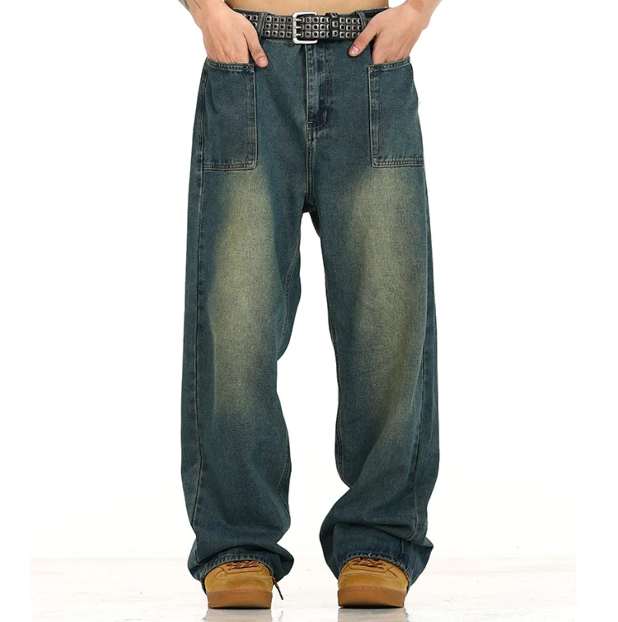 retro washed denim baggy jeans pants unisex hip hop fashion streetwear harajuku loose wide leg straight y2k pants joggers men unique joggers style 491