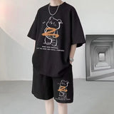 Vaporwave Crying angel – Summer Men Tracksuit Japan Cartoon Streetwear Cool Bear Prin
