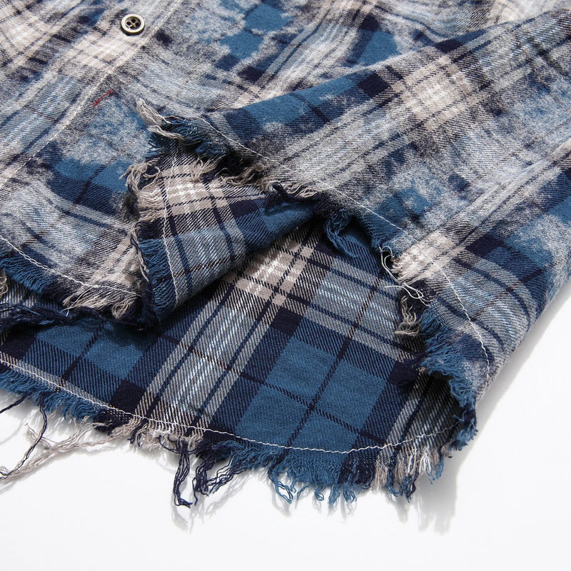 Trapwear Broken heart – Vintage Plaid Shirt 2024 Tie Dyed Tassel T Shirt Long Sleeve