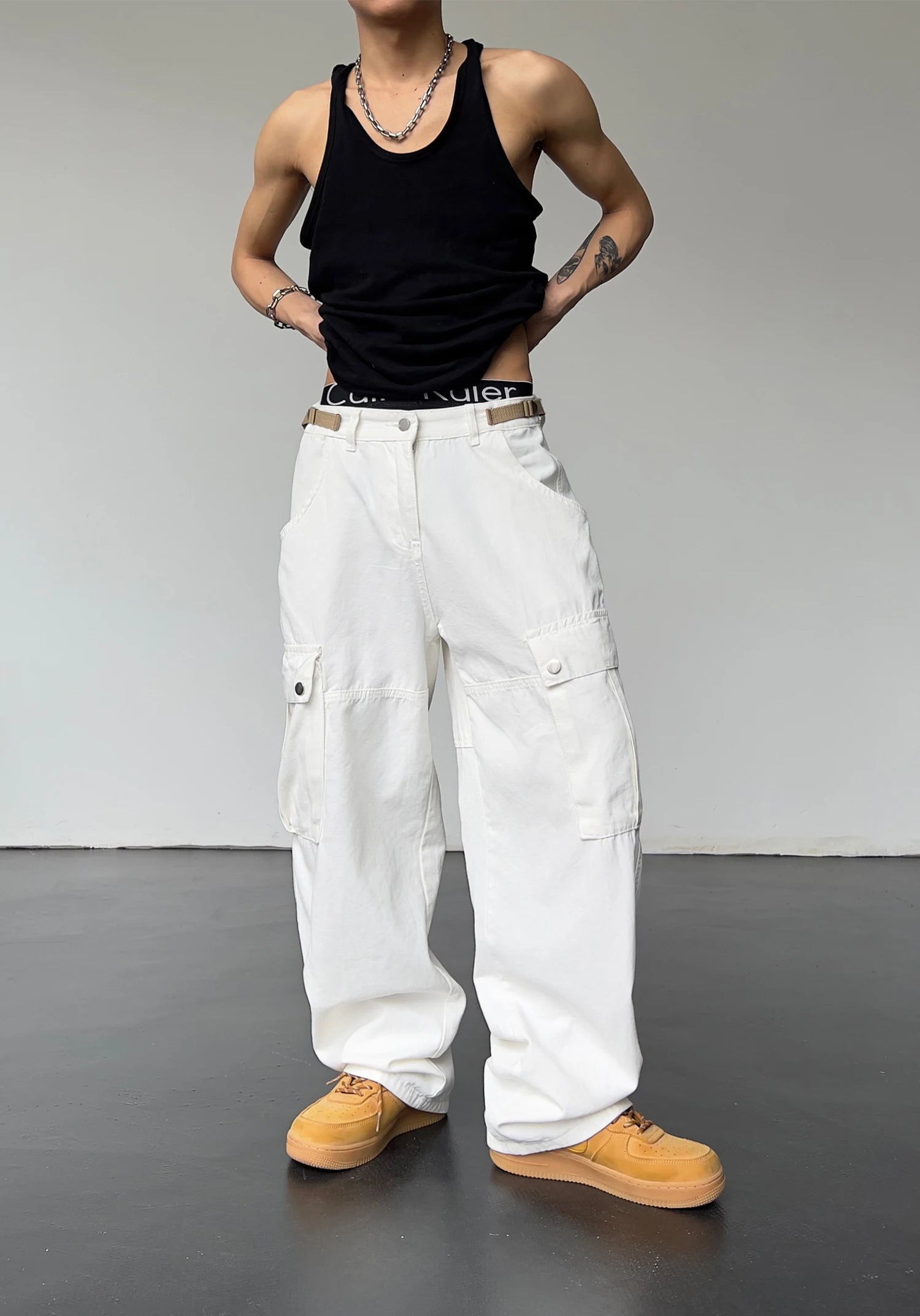 mens hip hop pants retro cargo pant streetwear side big pockets zipper harajuku joggers new casual loose straight baggy trousers unique joggers style 227