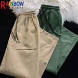 rainbowtouches new 2022 brand mens casual pants high street green pants loose straight men concise fashion mens trousers unisex clean everyday pants