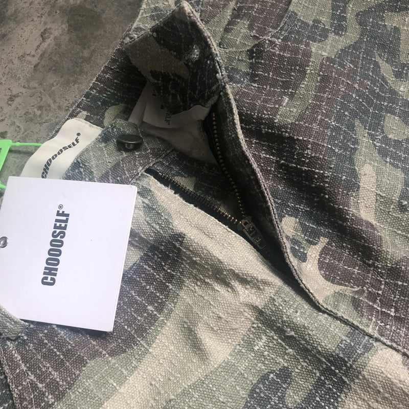 frog drift fashion american style streetwear camouflage cargo pants vintage clothing loose cotton trousers for men unisex multi-pocket cargos