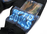 fashion ripped patchwork jeans men harajuku streetwear hip hop black jeans trend slim denim pants unique jeans style 346