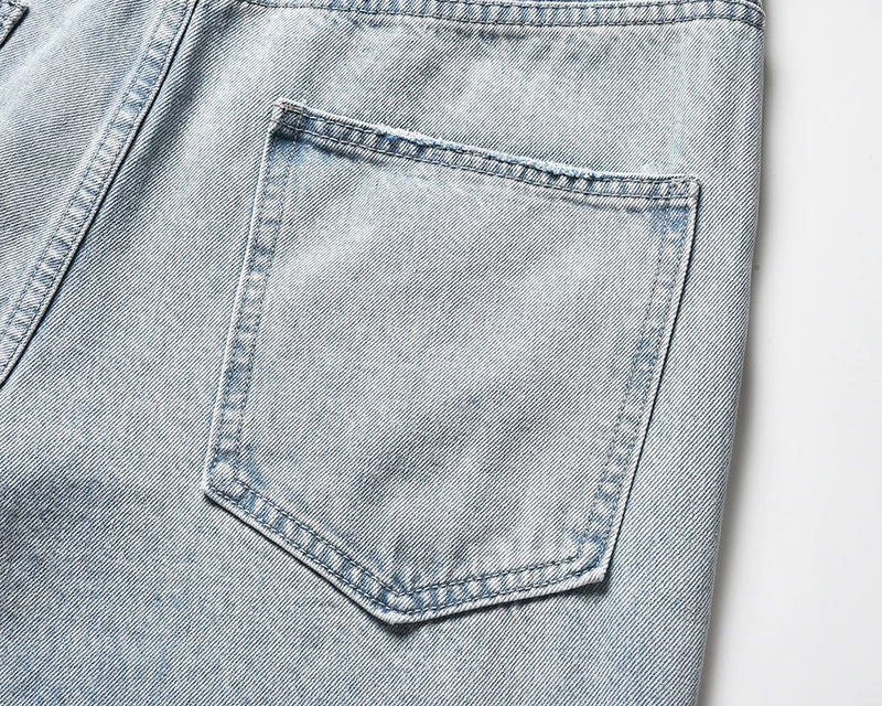 side striped washed ripped blue jeans for men and women streetwear baggy casual denim trousers straight light blue cargo pants combat utility trousers