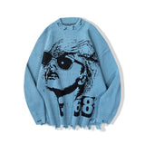 hip hop knitted oversized sweater men autumn winter o neck long sleeve pullover streetwear casual loose sweaters jumper knitwear - urban fashion pullover, anime inspired graphic hoodie, 2025 streetwear drop