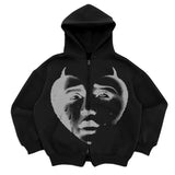Gothic Retro High Street Hoodies Y2K Zip Up Hoodie Men And Women Cloth