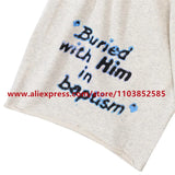 2024 American Heavyweight Vintage Men's Shorts With Letter Print Drawstring Loose Casual High Street High Quality