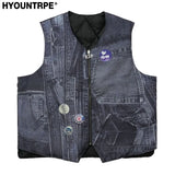 hip hop loose jacket vest unisex casual cotton padded vests mens harajuku streetwear printed sleveless warm reversible coat m - variant style 76ae0b for streetwear fashion