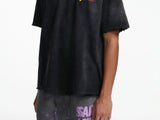 24ss Saint Louis Future Vintage Retro Print High-Street Cotton Short Sleeve Washed Distressed Tops T-Shirt For Summer