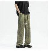 2024 goth tie dye corduroy pants mens autumn baggy wide leg straight casual trousers women drawstring hip hop y2k sweatpants unique joggers style 1369