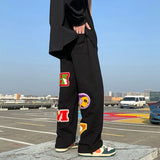 preppy style letter embroidery straight men baggy tracksuit pants y2k clothes sweatpants male drawstring casual long trousers unique joggers style 1065