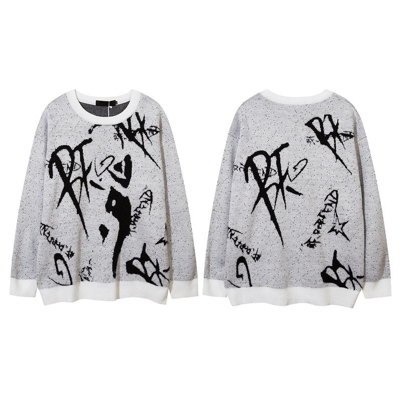rainbowtouches men sweaters high street crew neck trendy pullover vintage loose knitted sweater spring and autumn mens clothing aesthetic street look hoodie, streetwear fashion hoodie, urban wear with bold artwork