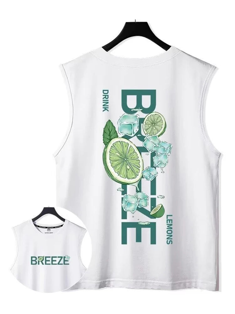 Vaporwave Barcode glitch – New Lemons Print Graphic T Shirt Vintage Loose Tank Top Casual