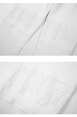 high street white knee pleated vertical stripe elastic fit skinny jeans male casual small leg jeans pants slim mens clothing unique jeans style 3688
