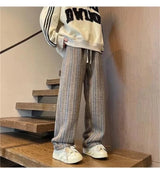 autumn striped woolen straight leg pants for men classic y2k vintage baggy trousers new casual high street fashion sweatpants unique joggers style 284