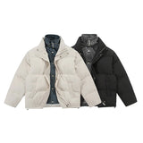 Winter Splice Denim Cotton-padded Jacket Men Women Stand Collar Fashion Loose Casual Thicken Warm Parkas Jacket Boyfriend Coat