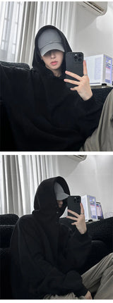 Casual Cotton Street Sweater – Autumn Fleece Button Up Neck Hip Hop Sweatshirts For Men Solid Color Oversized Y2K Hoodies High Street Fashion Hooded Tracksuit | Zip Knit Drop #114