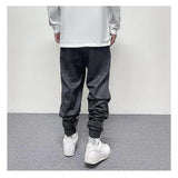 hip hop loose fit elastic waist pants fashion paisy ankle pants mens casual letter embroidery drewstring sportwear pants joggers unique joggers style 3527