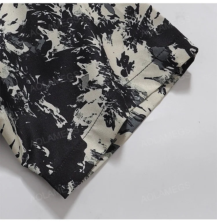 Men's Shirts Harajuku Cool Handsome High Street Masculinas Hawaiian Stylish Loose Half Sleeve Shirt Dark Wind Versatile Tops