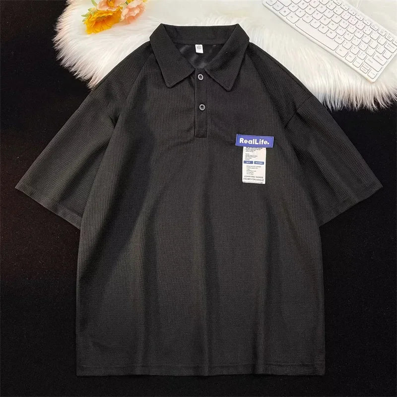 Harajuku Tribal flames – Summer Mens Short Sleeve Polo T Shirt Waffle Casual Letter