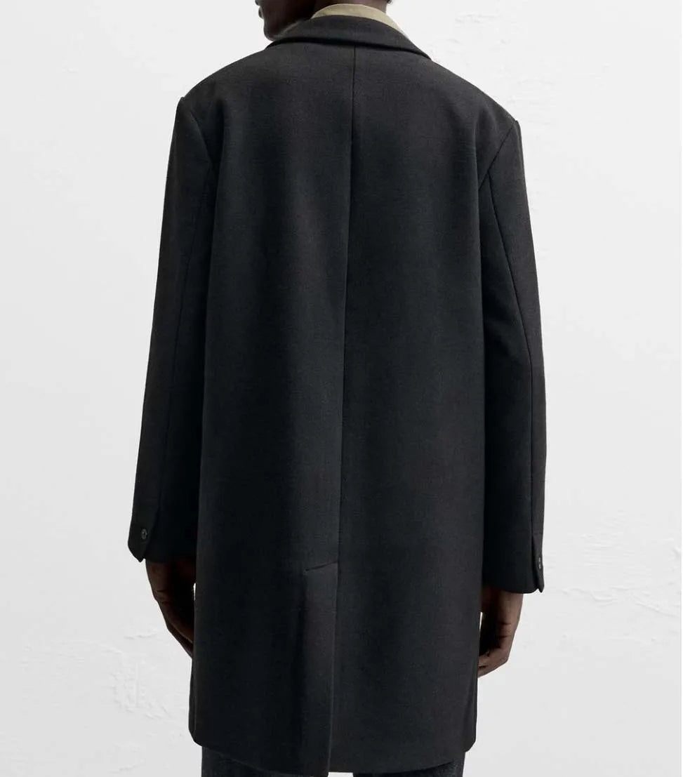 European and American men's medium and long 40% wool woolen gray suit