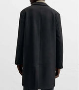 European and American men's medium and long 40% wool woolen gray suit collar woolen coat men