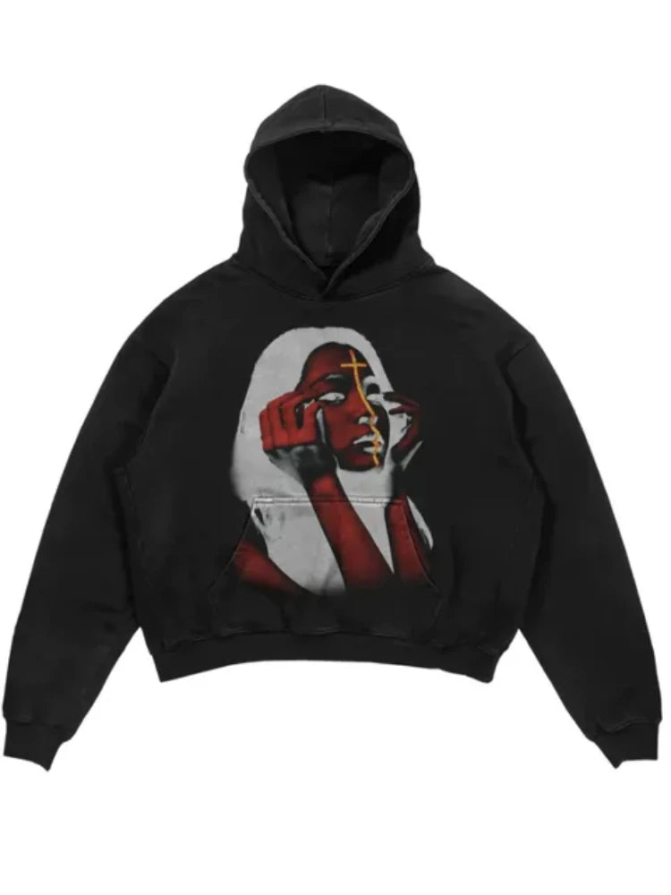 Y2K Womens Top Hoodies Sweatshirt Pullover Oversized Streetwear Vintag
