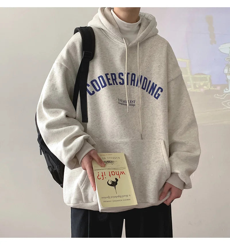 Autumn Mens Letter Design Printed Pullovers Hoodies Y2K Vintage Street