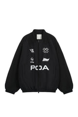 Y2K aesthetic drop featuring undermycar 2024s trendy brand high quality color matching printed shoulder padded cotton coat jacket