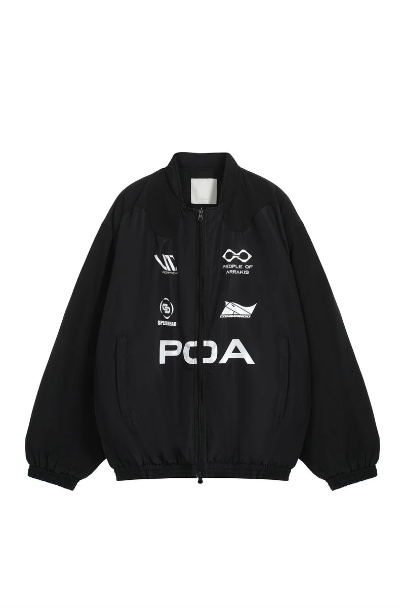Y2K aesthetic drop featuring undermycar 2024s trendy brand high quality color matching printed shoulder padded cotton coat jacket