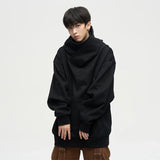 Autumn Ninja Streetwear Turtleneck Hoodies For Men Letter Embroidered Hip Hop Fashion Sweatshirts Y2K Vintage Fleece
