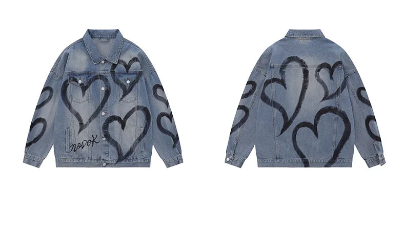 y2k heart graffiti printed denim jackets mens fashion unisex long sleeve coats outerwear hip hop casual streetwear jeans nan  - variant style c4e768 for streetwear fashion