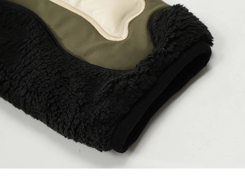 Gothic Oversized Tee – Mens Casual Skulls Patchwork Fleece Jackets Coats New Hairy