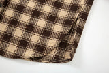Side Split Irregualr Hem Color Match Plaid Long leeve Shirts Men's Autumn Pockets Streetwear Oversized Checkered Top Tees