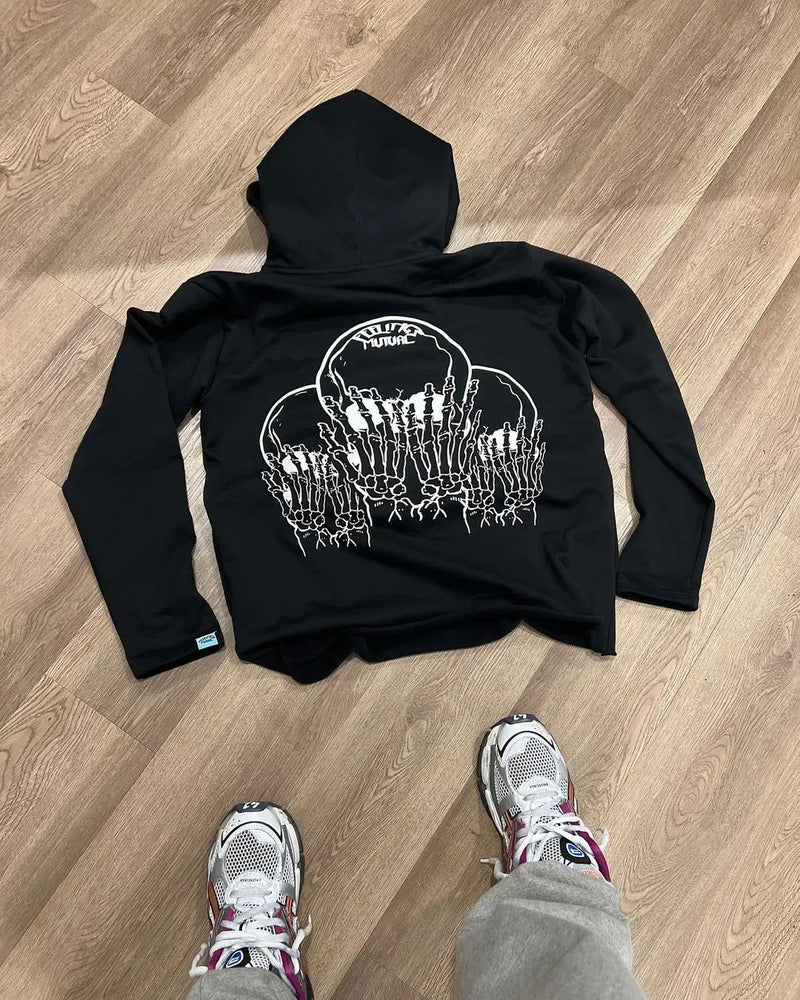 Anime Aesthetic Tee – Harajuku Fee Me Skull Hand Hoodies Women Streetwear Vintage