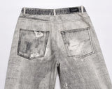 2023 european and american vintage digital printing jeans washed distressed straight denim pants mens streetwear y2k jean pants unique jeans style 5794