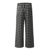 men women american streetwear fashion loose plaid wide leg straight pant boyfriend button down sports casual pants trousers unique default style 1427